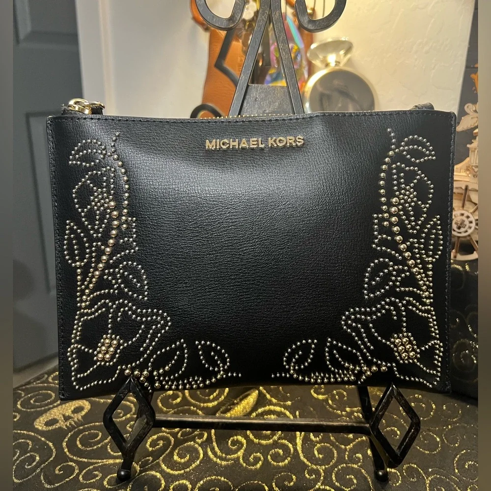 Michael Kors Black Studded XLarge Wristlet Bag